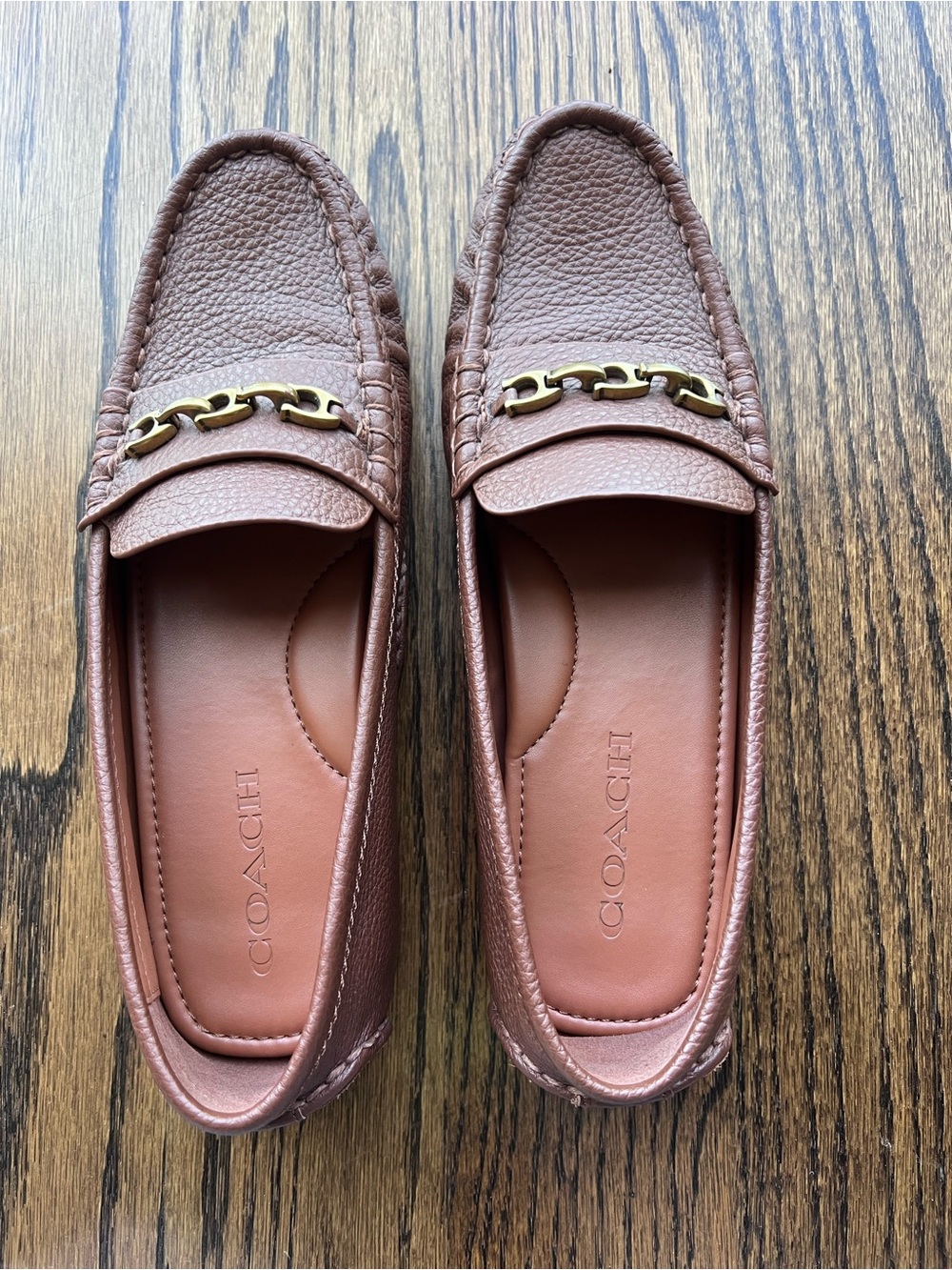 COACH Crosby Driver Brown Pebbled Leather Loafers - Picture 2 of 10